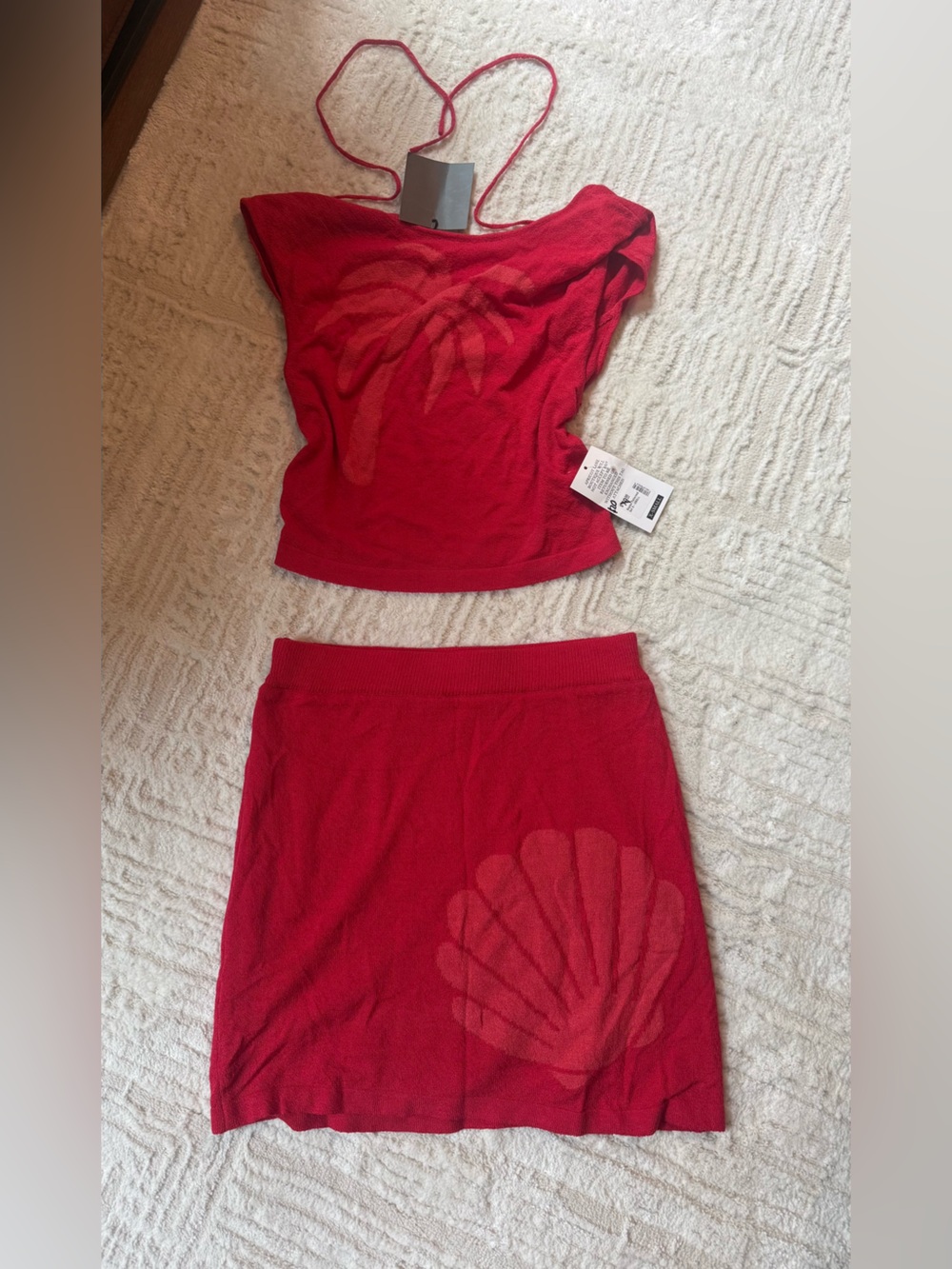 Le Lis Red Knit Skirt and Tube Top Two-Piece